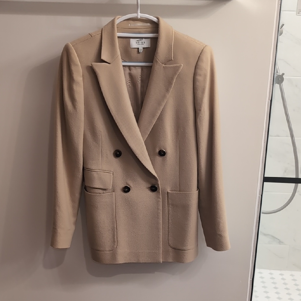 Reiss Larssen Beige Double-Breasted Blazer